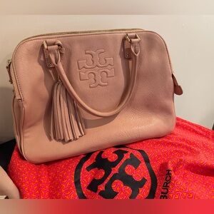 Tory Burch Blush Leather Satchel with Tassel